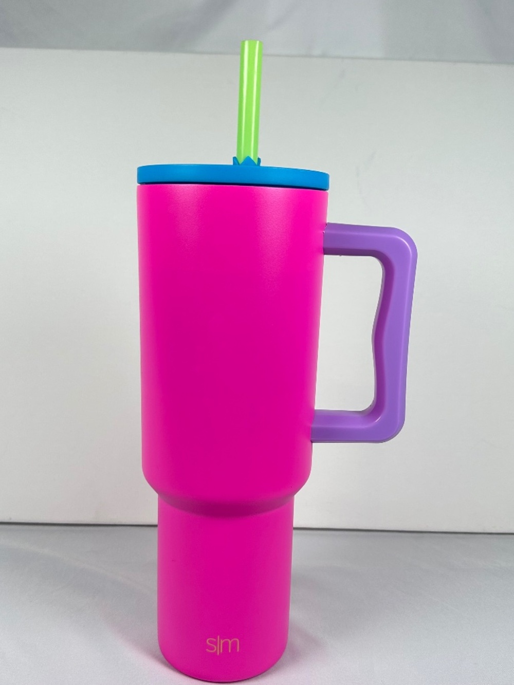 Pink, Purple, Blue Simply Modern 40 ounce Trek Tumbler with Lime Green Straw